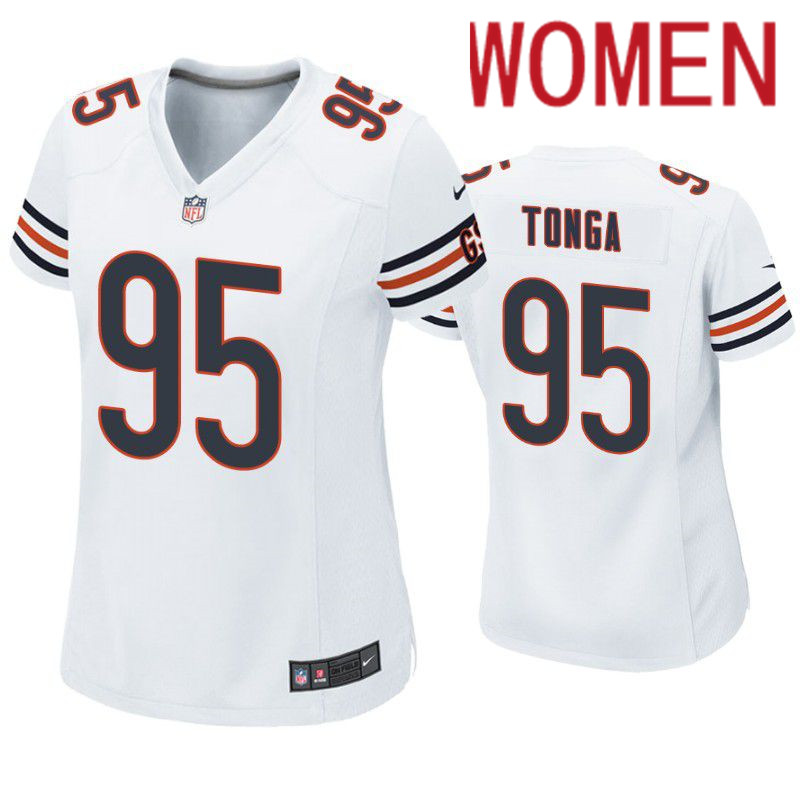 Women Chicago Bears 95 Khyiris Tonga Nike White Game NFL Jersey